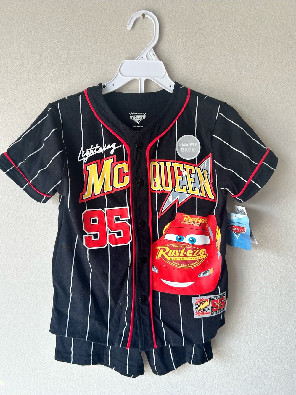 Lightning McQueen Black Pinstripe Kids Baseball Set
